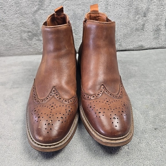 Florsheim Chelsea Brown Leather Wingtip Pull On Ankle Boots Mens Size 8 M - Picture 2 of 12